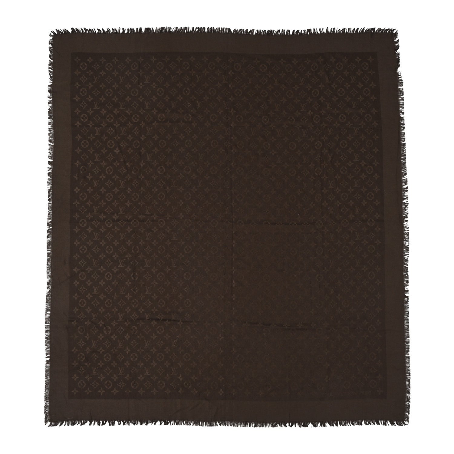 Louis Vuitton Silk Wool Monogram Shawl Brown 1 of 7