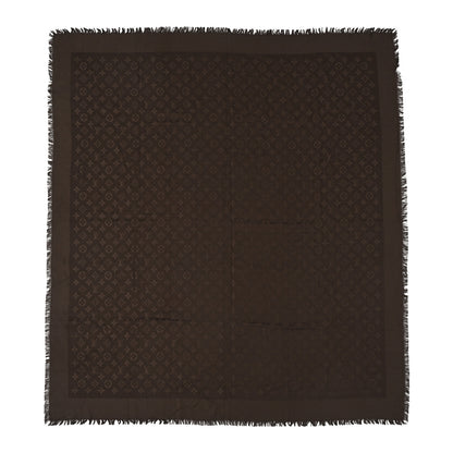 Louis Vuitton Silk Wool Monogram Shawl Brown 1 of 7