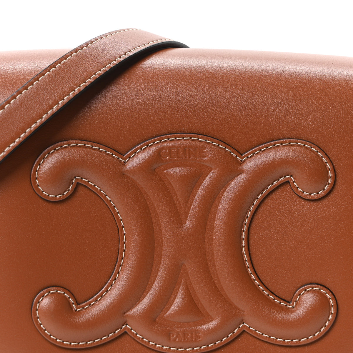 Smooth Calfskin Cuir Triomphe Folco Crossbody Bag Tan