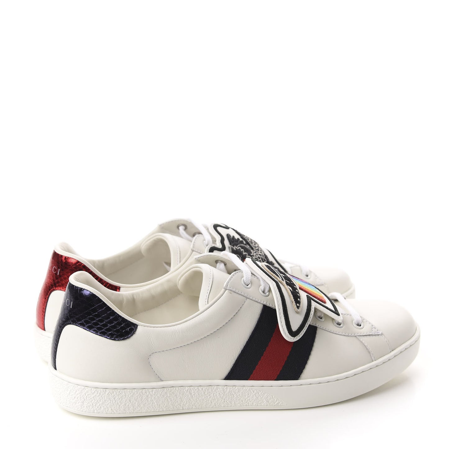 Calfskin Ayers Web UFO Dragon Embroidered Mens Ace Sneakers 11 White