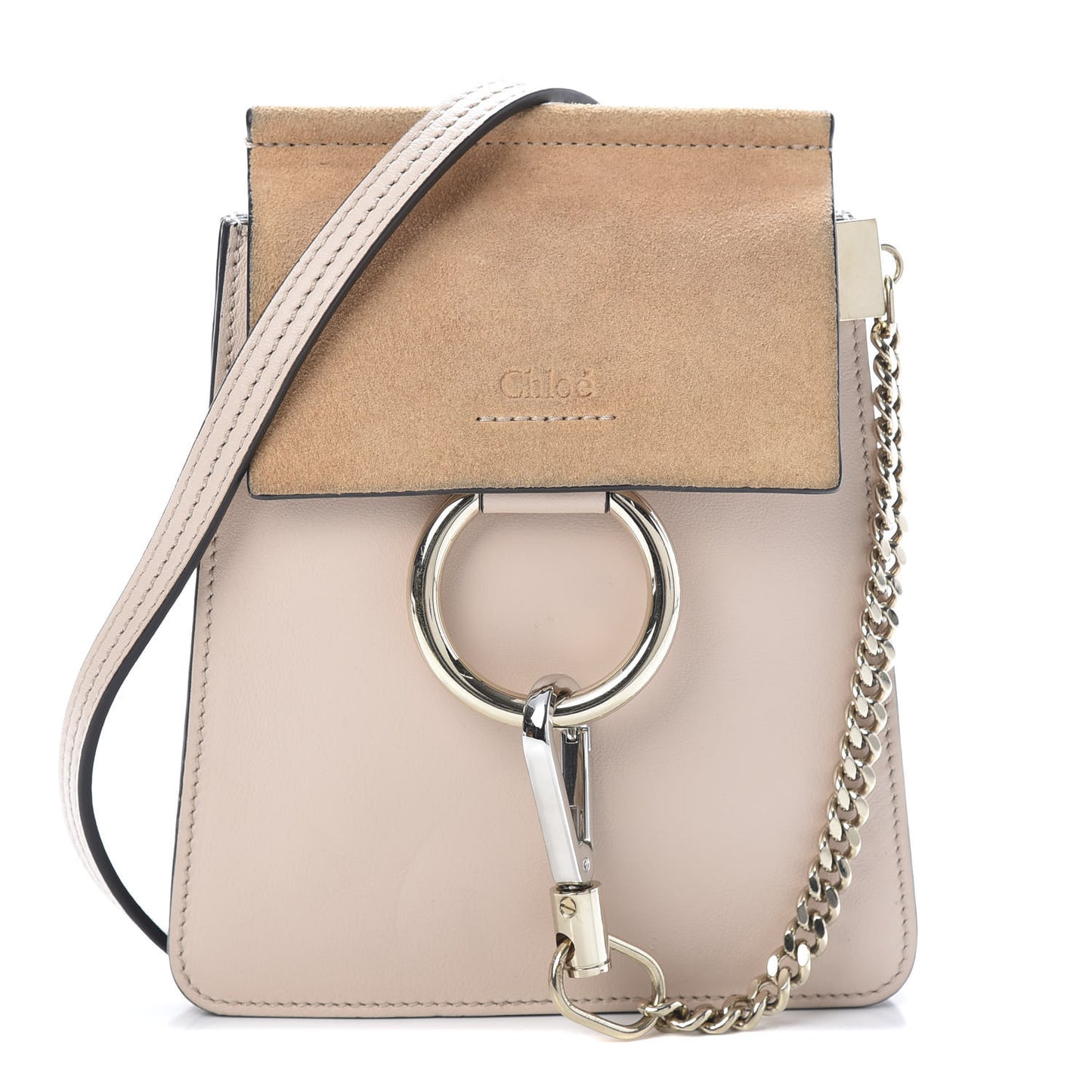 Suede Calfskin Mini Faye Bracelet Bag