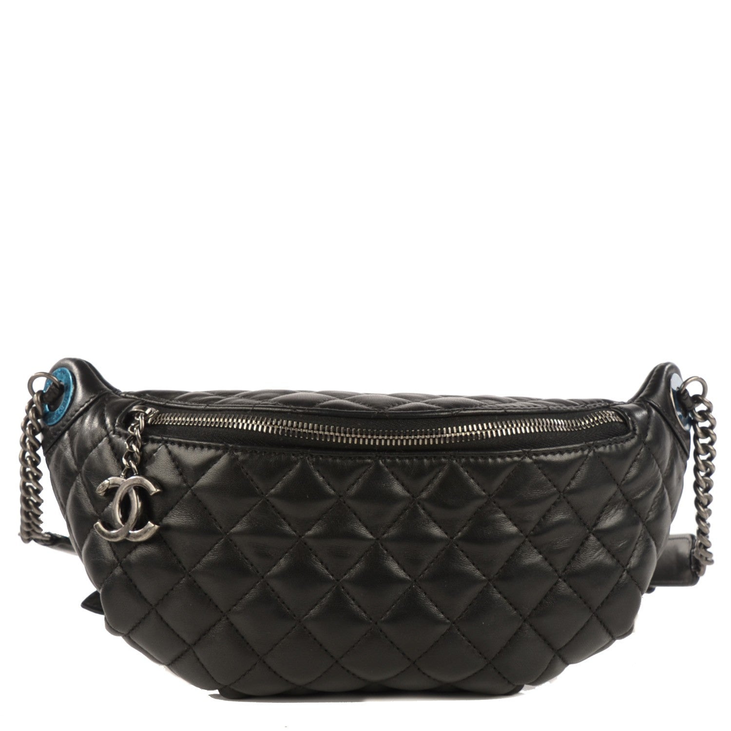 Chanel Lambskin Quilted Banane Waist Bag Fanny Pack Black 1 of 8