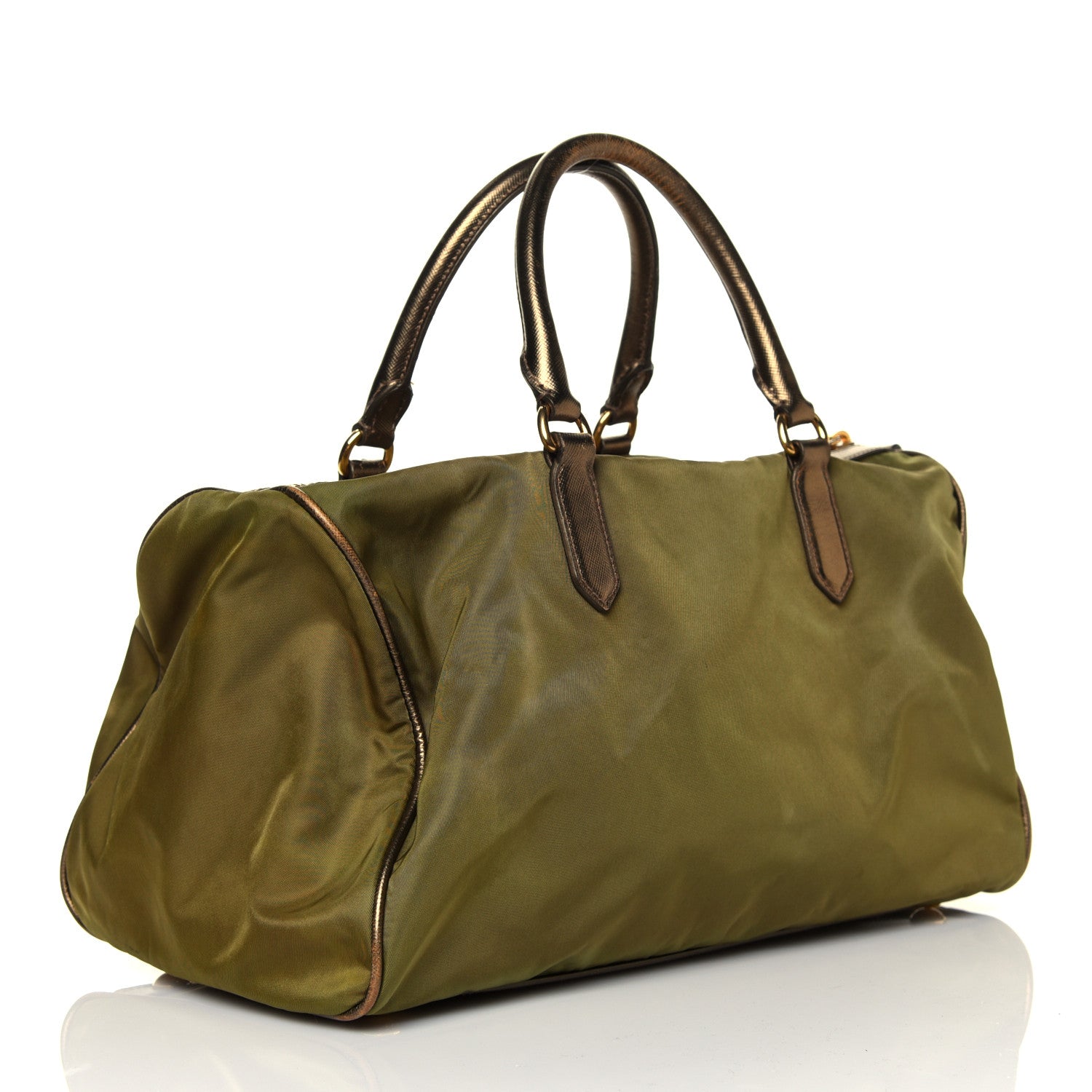 Prada Metallic Saffiano Tessuto Nylon Top Handle Tote Bronze 2 of 4