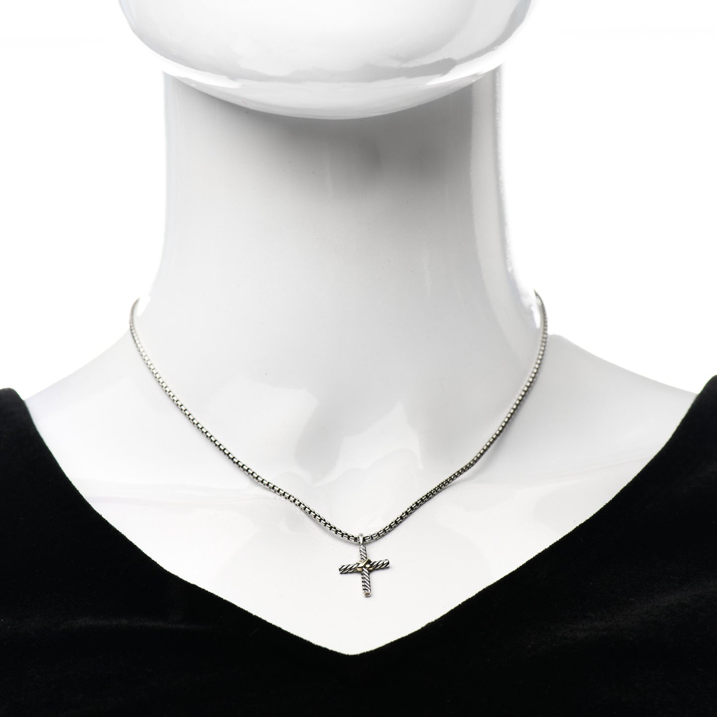 Sterling Silver 14K Yellow Gold Petite X Cross Pendant Necklace
