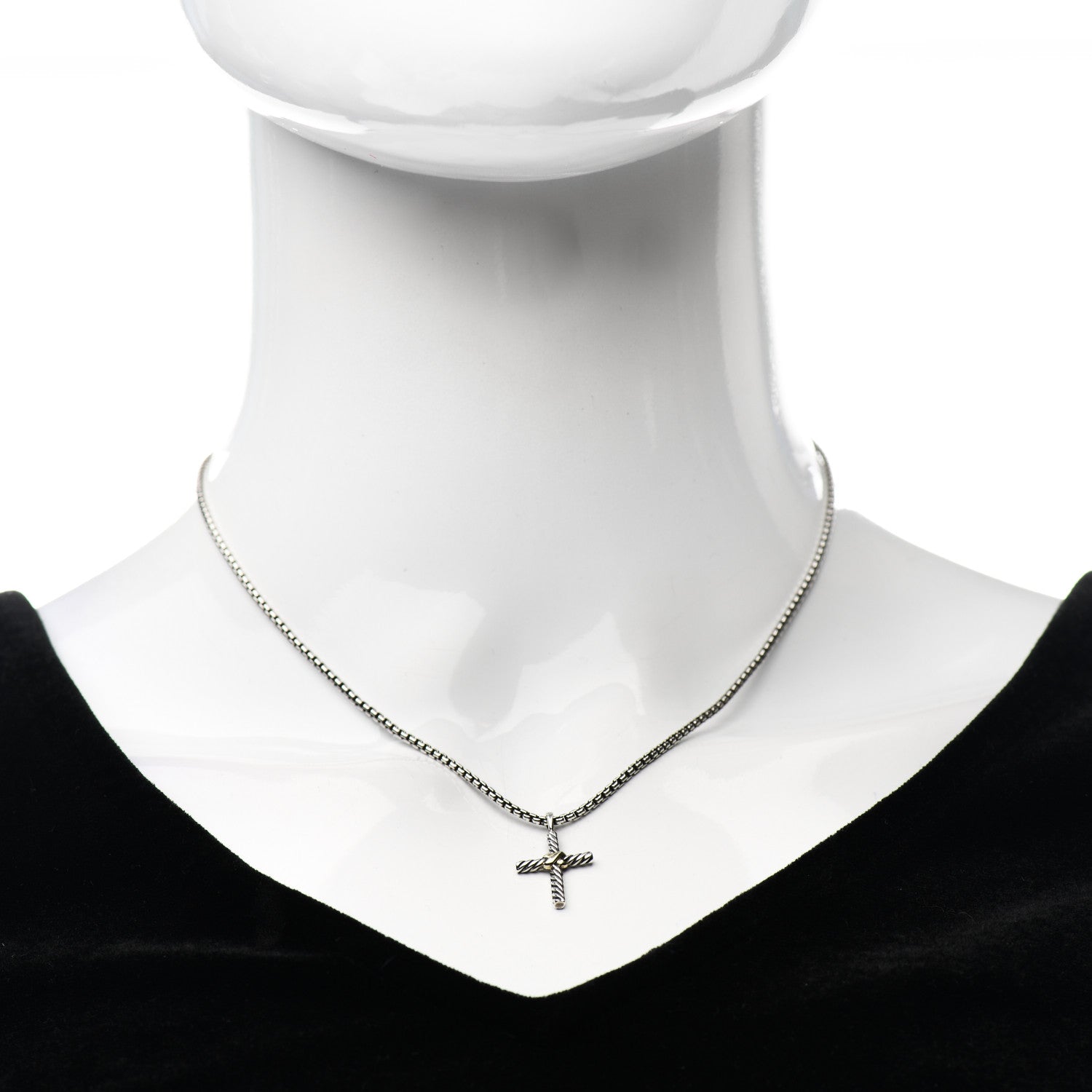 David Yurman Sterling Silver 14K Yellow Gold Petite X Cross Pendant Necklace 2 of 5