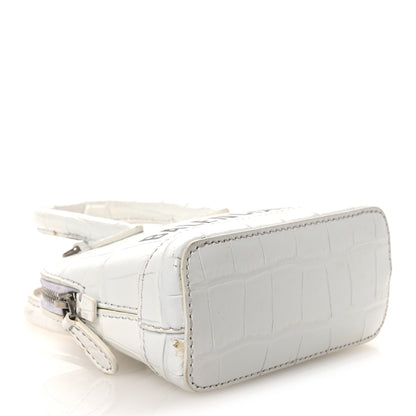 Balenciaga Calfskin Logo Crocodile Embossed Mini Ville Top Handle Bag White Black 4 of 17