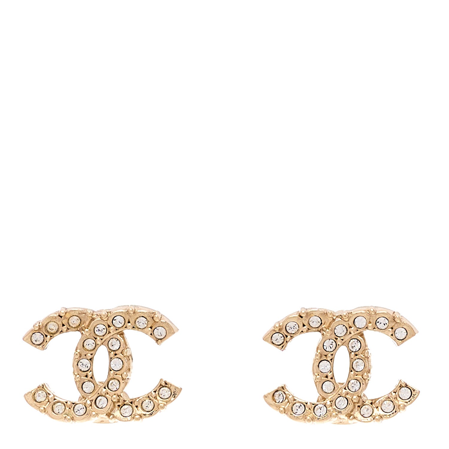 Chanel Crystal CC Earrings Gold 1 of 5