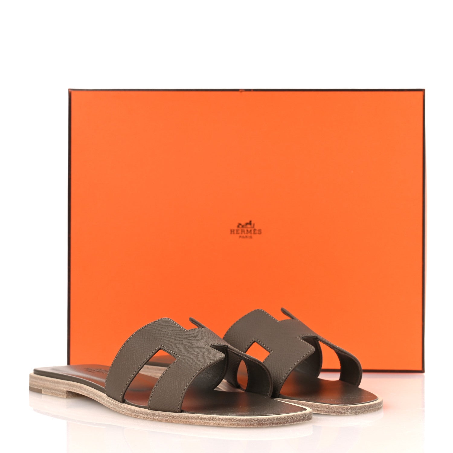 Hermes Epsom Oran Sandals 37.5 Etoupe 11 of 11
