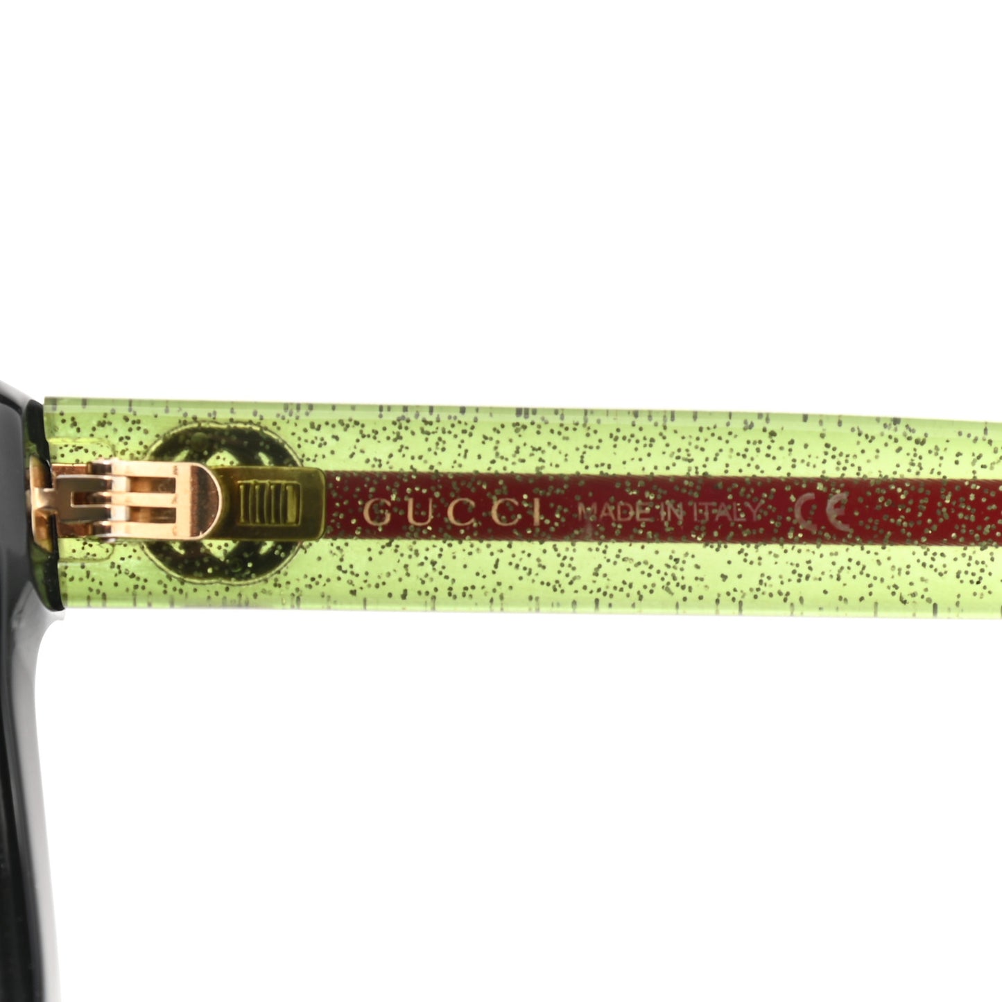 Acetate Square Frame Web Glitter Sunglasses GG0034S Black Green