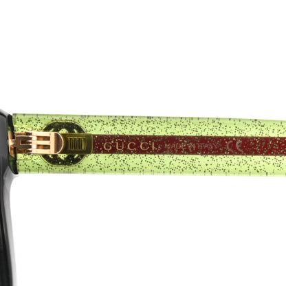Gucci Acetate Square Frame Web Glitter Sunglasses GG0034S Black Green 5 of 8