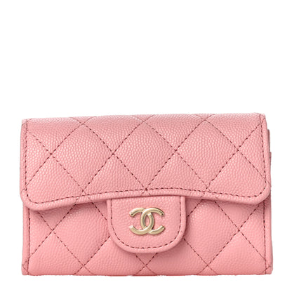 Chanel Caviar Quilted Flap Card Holder Wallet Light Pink 1 of 12