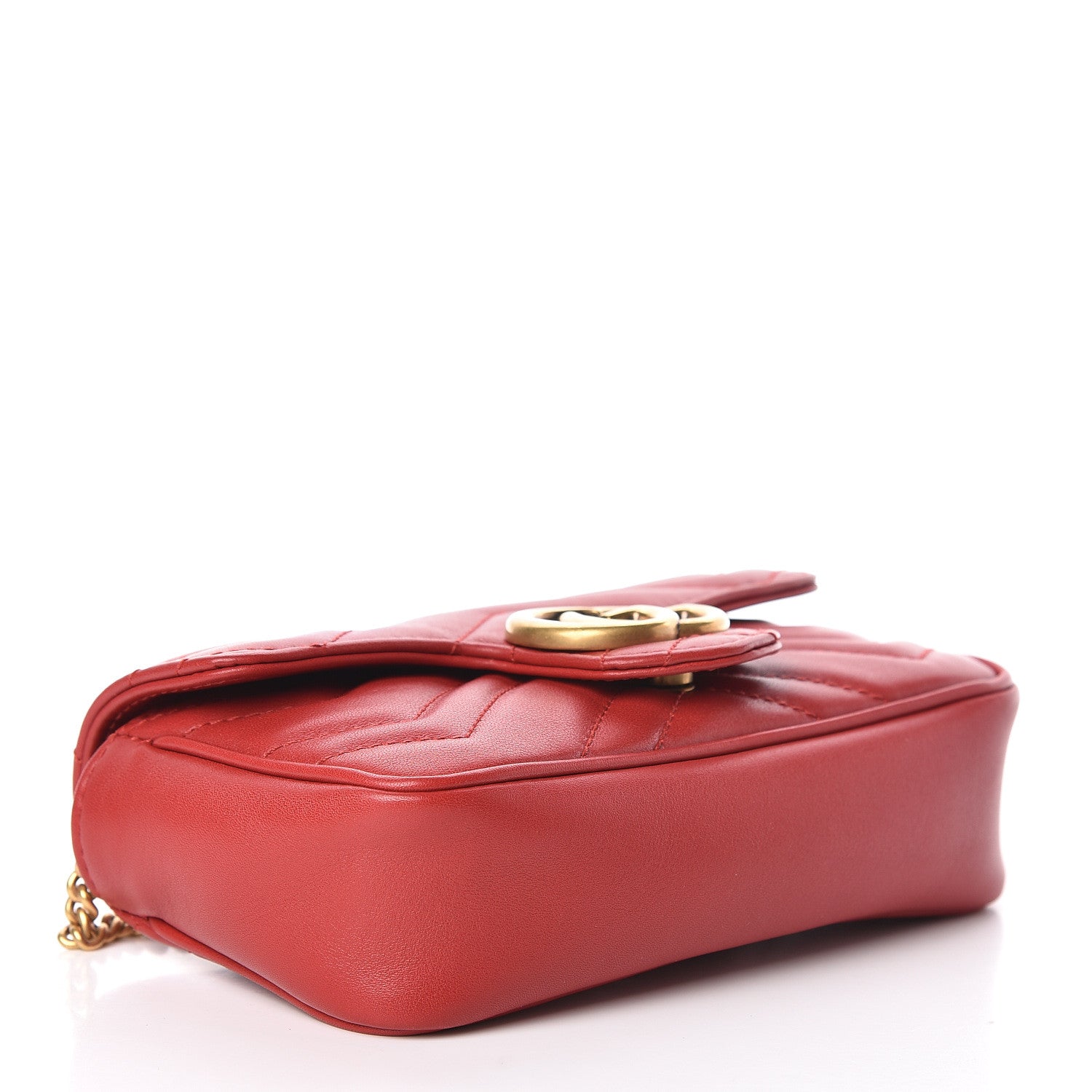 Gucci Calfskin Matelasse Super Mini GG Marmont Shoulder Bag Hibiscus Red 4 of 12