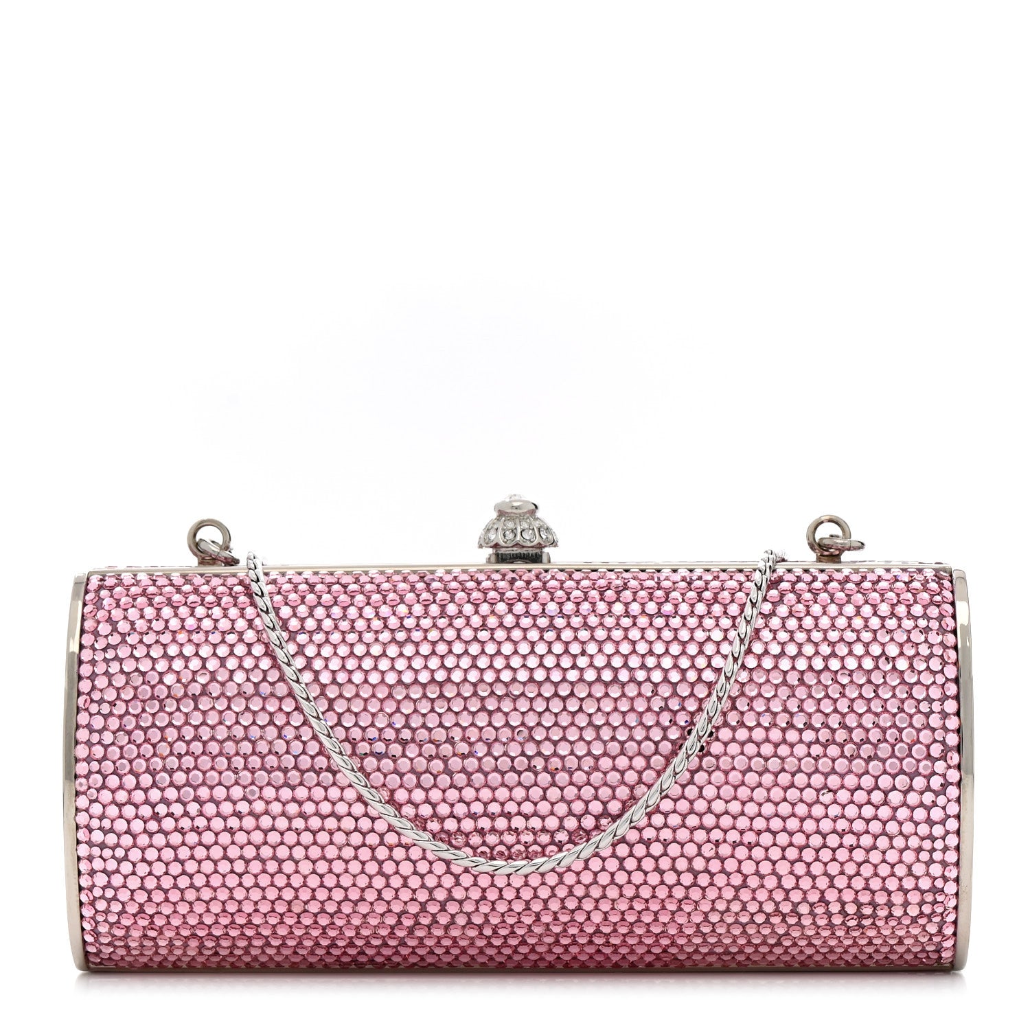 Judith Leiber Swarovski Crystal Minaudiere Clutch Pink 1 of 12