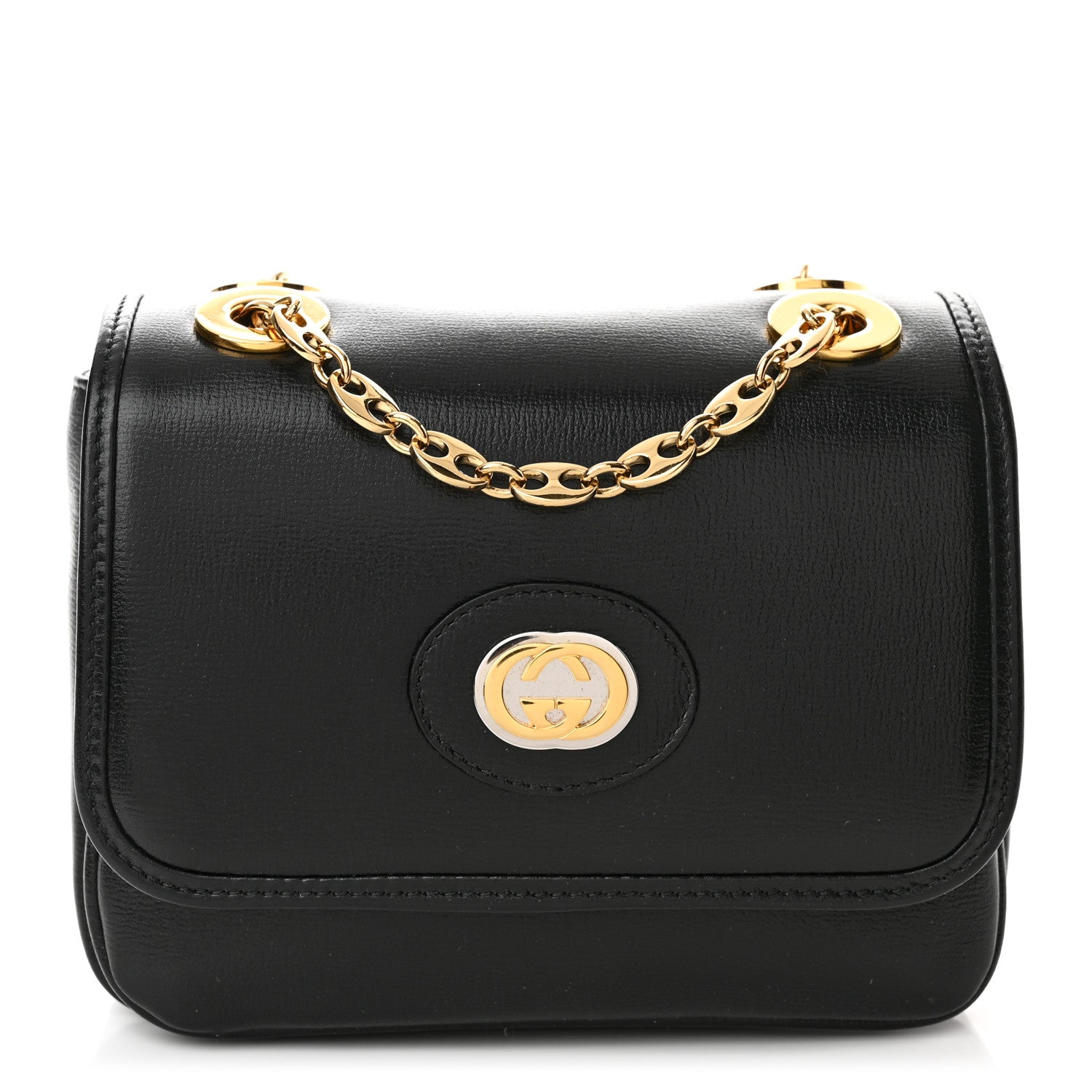 Gucci Azalea Calfskin Mini Marina Chain Shoulder Bag Black 1 of 11