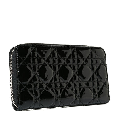 Christian Dior Patent Cannage Lady Dior Continental Zip Wallet Black 2 of 7