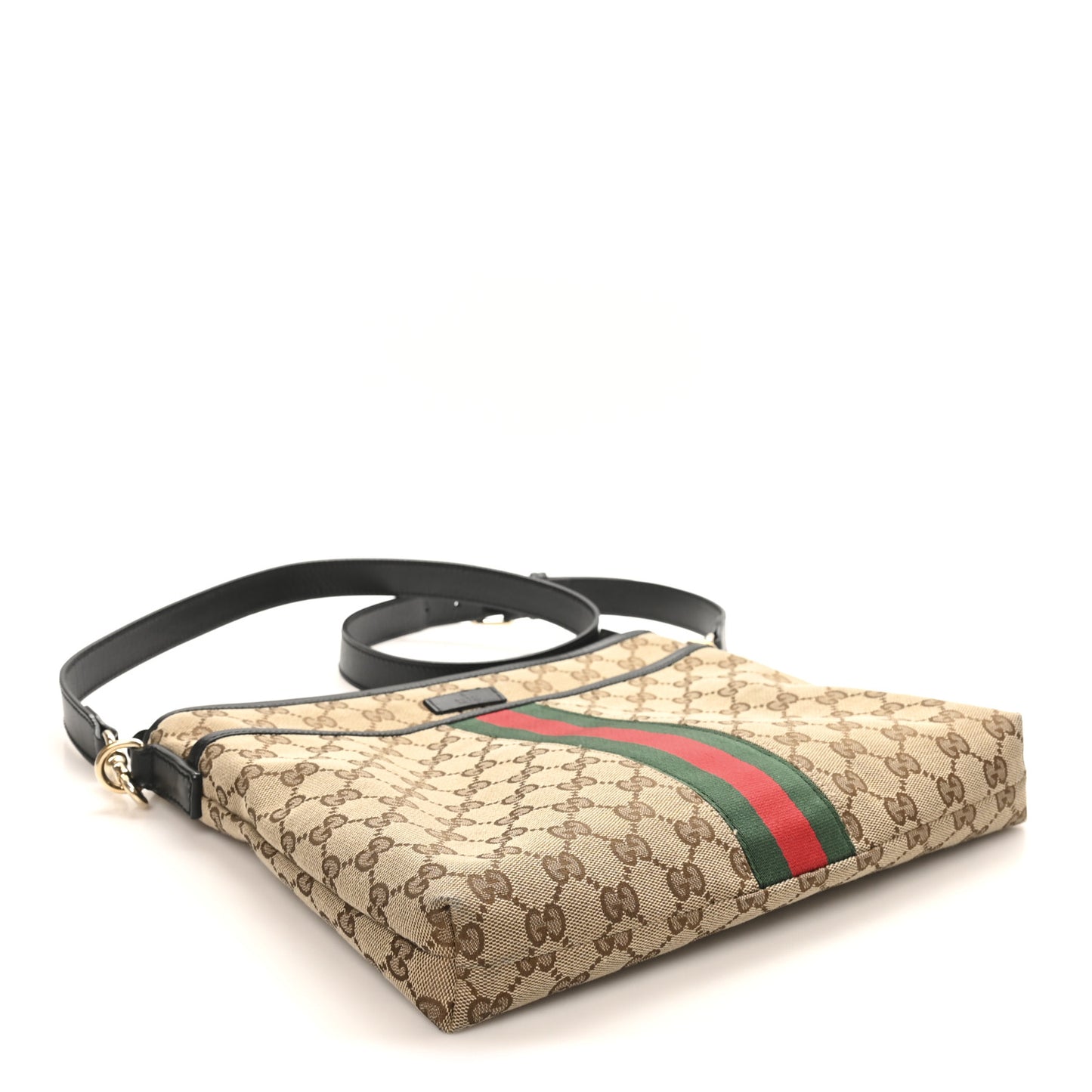 GG Monogram Web Flat Messenger Bag Black