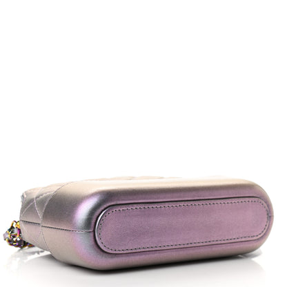 Chanel Iridescent Lambskin Calfskin Quilted Small Gabrielle Clutch With Chain Light Purple 4 of 11