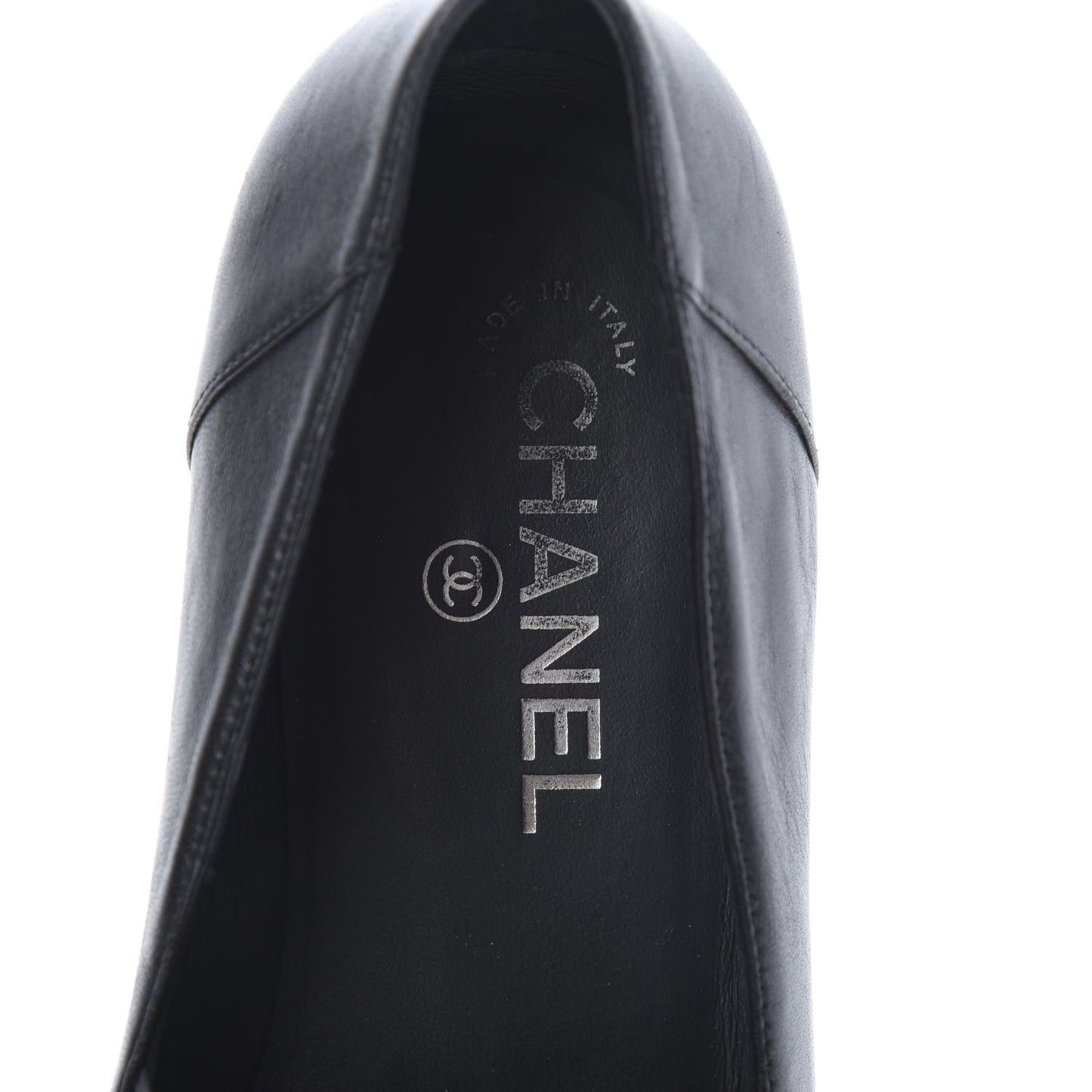 Lambskin Grosgrain CC Mocassin Loafers 39.5 Black