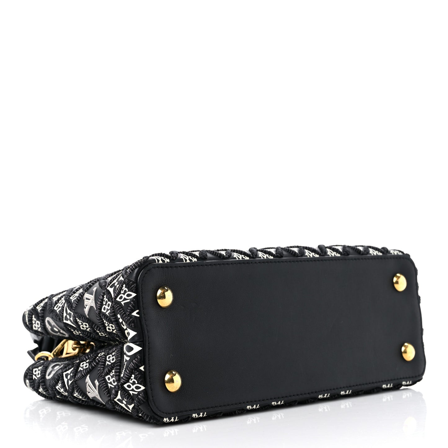 Calfskin Since 1854 Embroidered Capucines PM Black