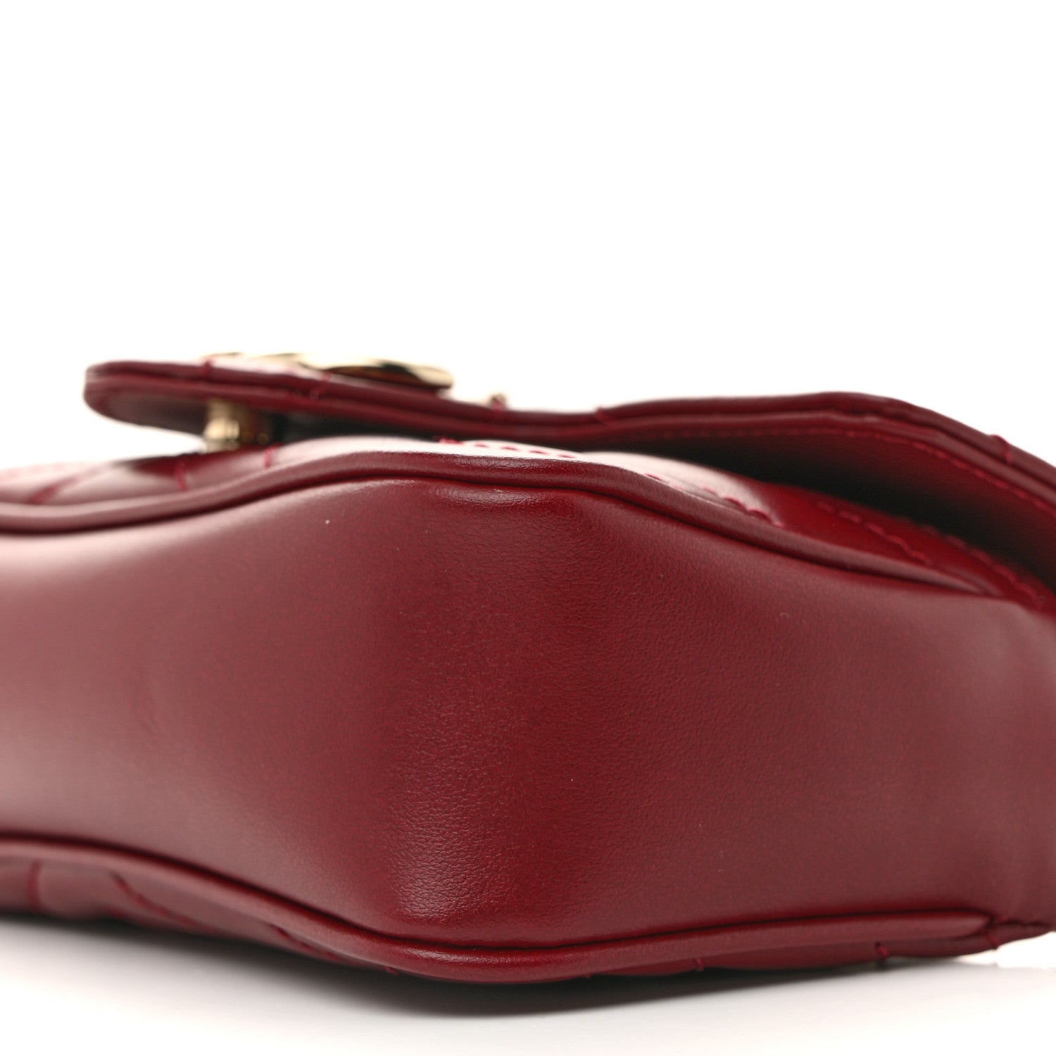 Gucci Calfskin Matelasse Super Mini GG Marmont Shoulder Bag Rosso Ancora 10 of 11