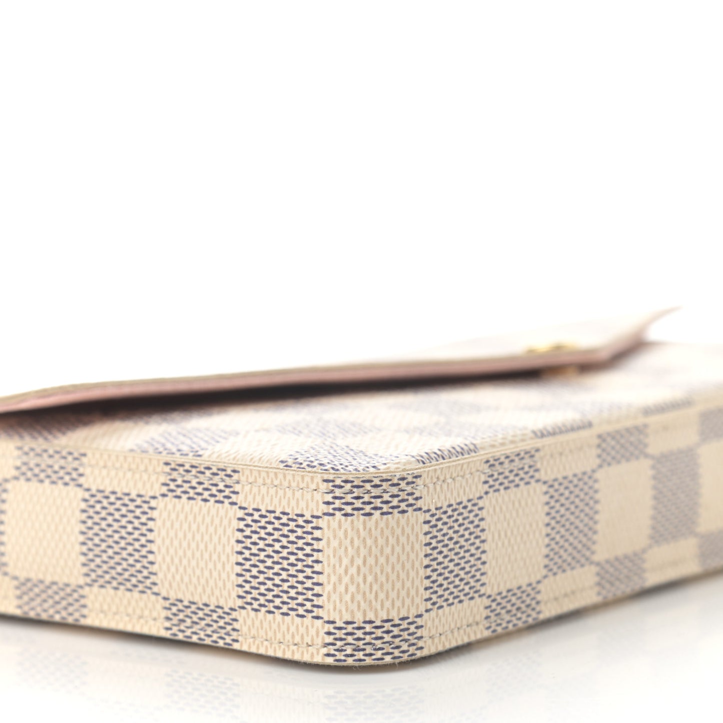 Damier Azur Pochette Felicie Chain Wallet Rose Ballerine