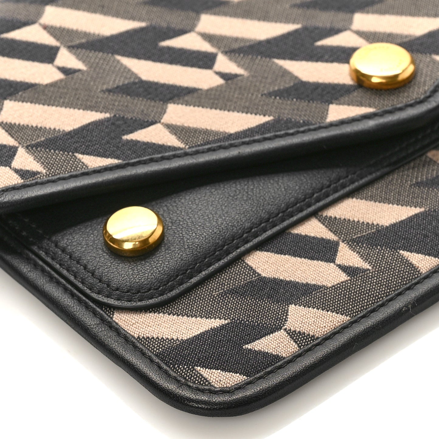 Econyl Nylon Jacquard Calfskin Wallet Black
