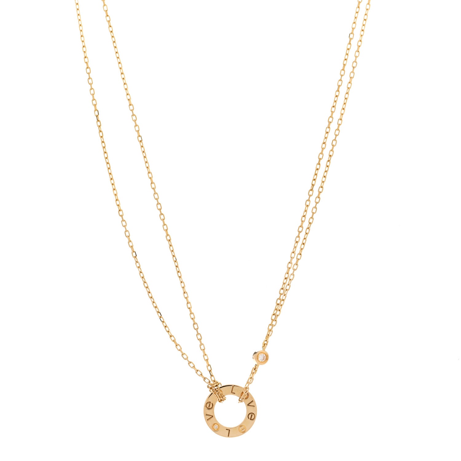 Cartier 18K Yellow Gold 2 Diamond LOVE Necklace 1 of 5