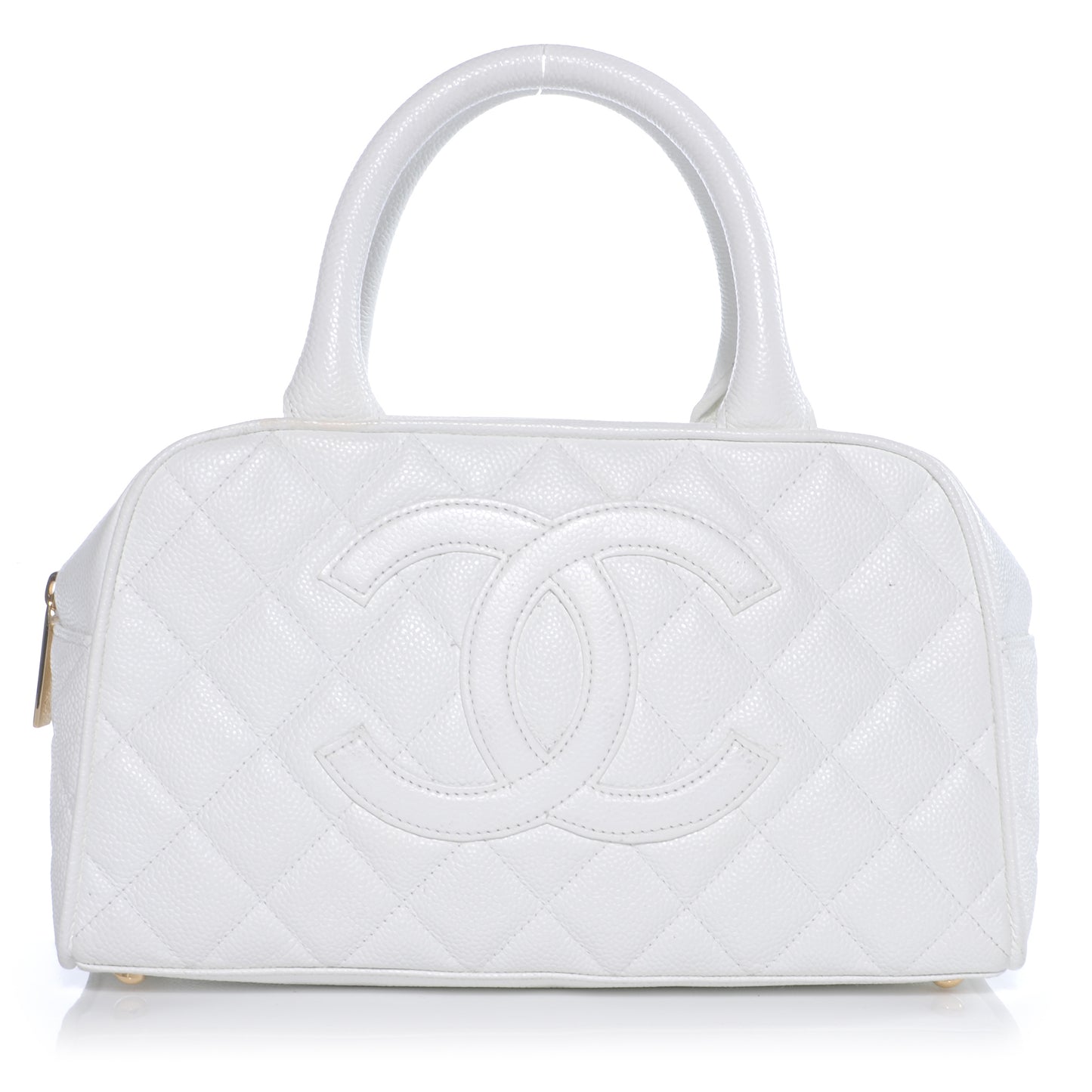 Caviar Quilted Small Bowler White