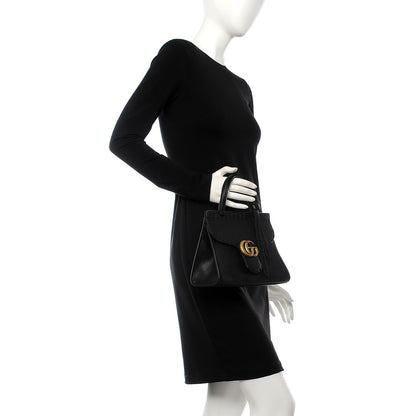 Gucci Calfskin Mini GG Marmont Top Handle Bag Black 2 of 9