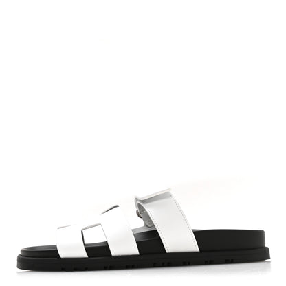 Hermes Calfskin Womens Chypre Sandals 37.5 White 1 of 8