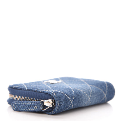 Chanel Denim Quilted Zip Coin Purse Blue 4 of 8