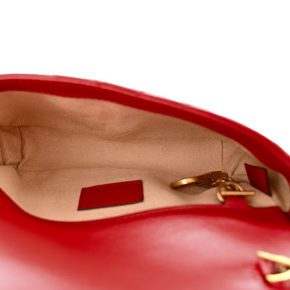 Gucci Calfskin Matelasse Super Mini GG Marmont Shoulder Bag Hibiscus Red 5 of 10