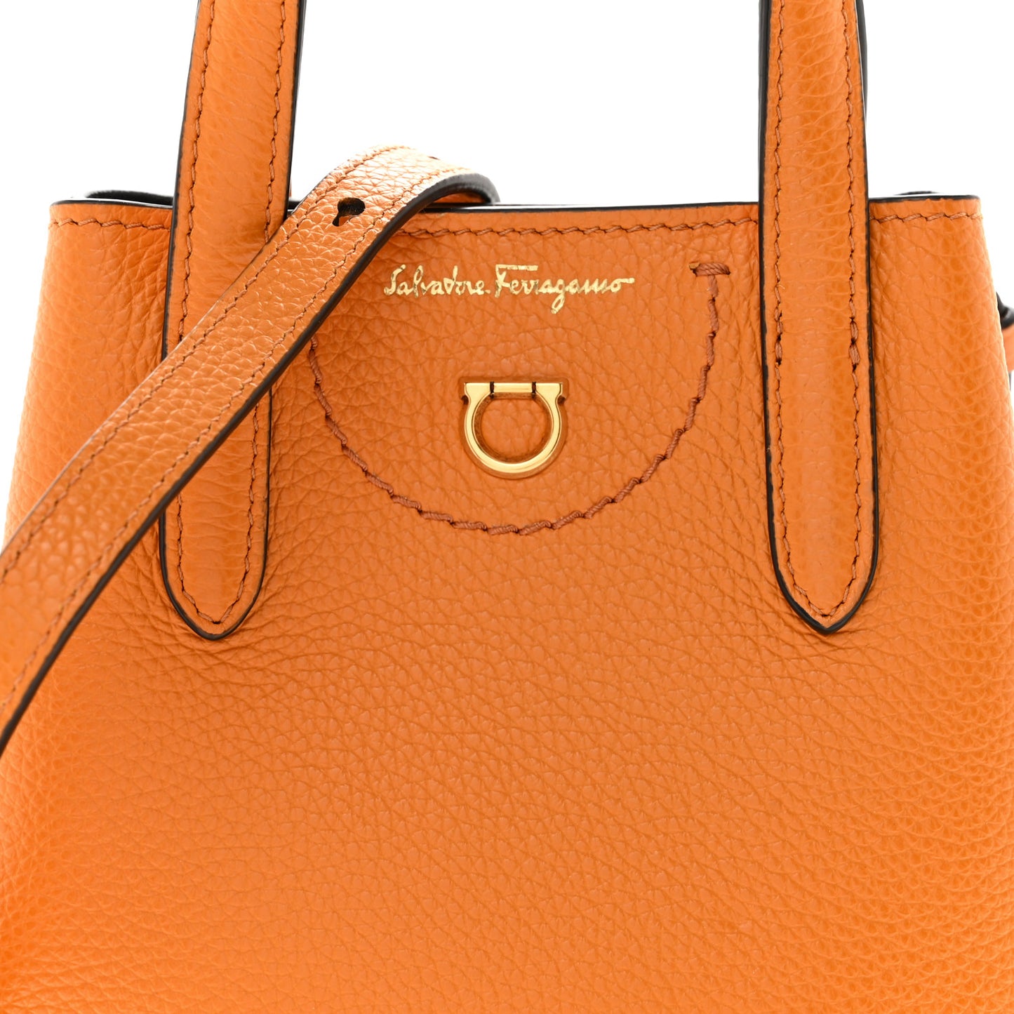 Tumbled Calfskin Gancini Mini Bag Olivello