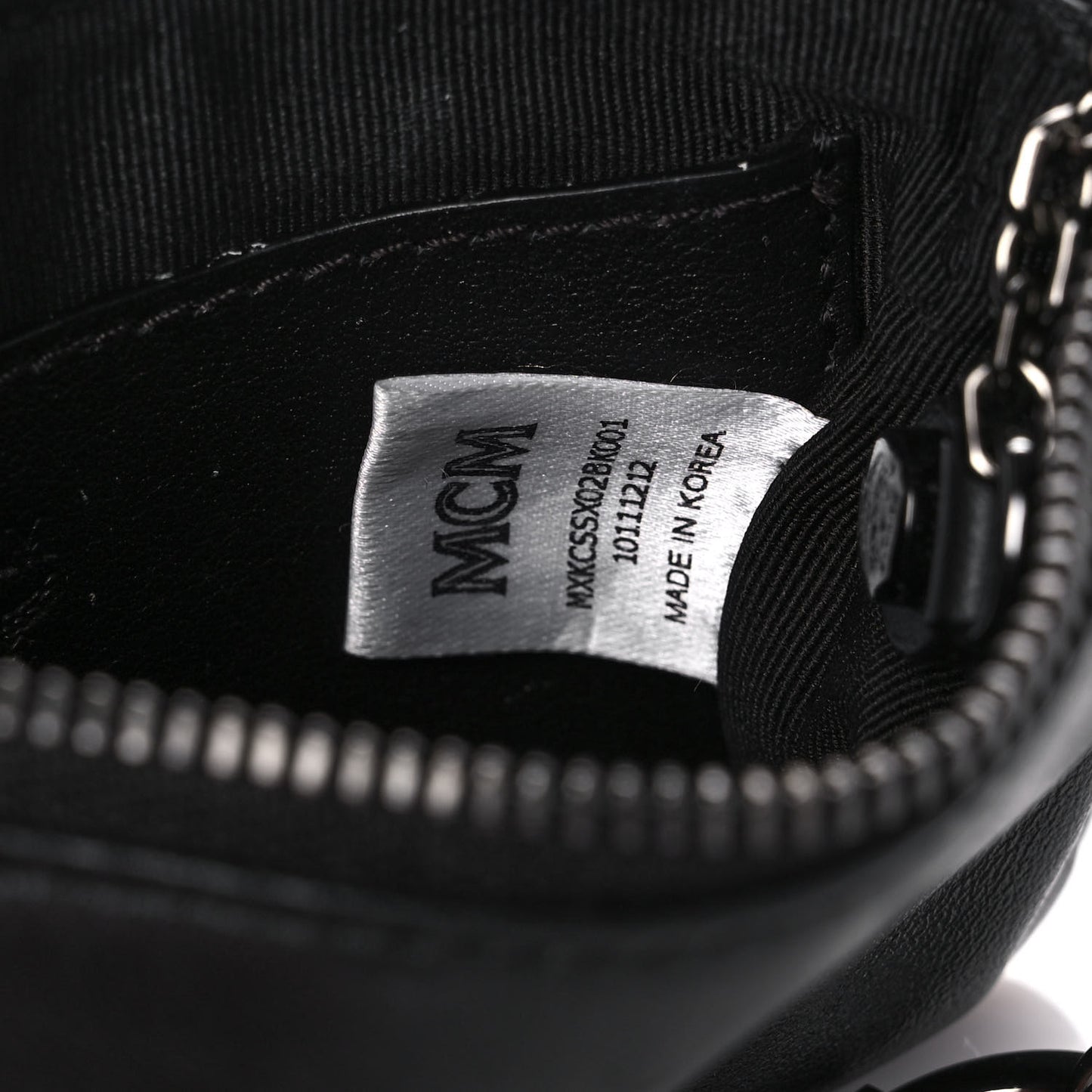 Nappa Logo Embossed Mini Zip Pouch Black