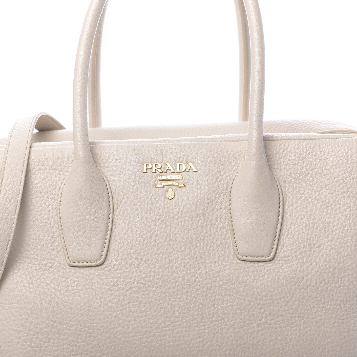 Vitello Daino Top Handle Shoulder Bag Talco