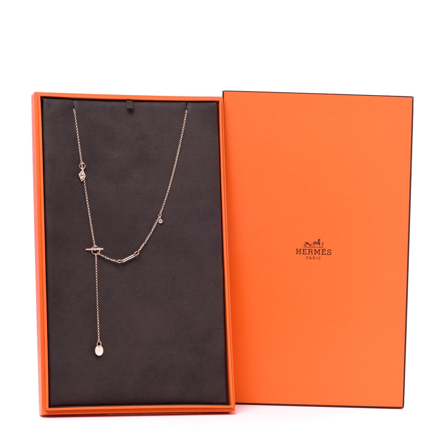 Hermes 18K Rose Gold Diamond Gambade Necklace 6 of 6