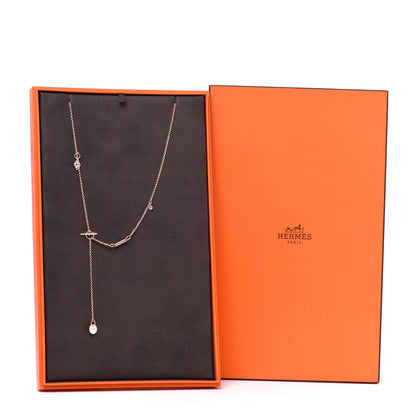Hermes 18K Rose Gold Diamond Gambade Necklace 6 of 6