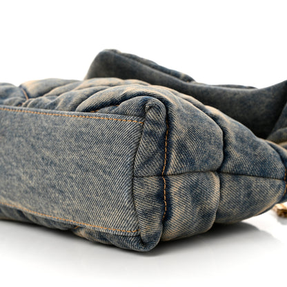 Saint Laurent Denim Quilted Toy Loulou Puffer Monogram Chain Satchel Blue Black 8 of 8