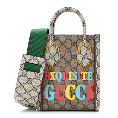 Gucci GG Supreme Monogram Exquisite Mini Vertical Tote Beige Ebony Blue Crop Live Red 1 of 13