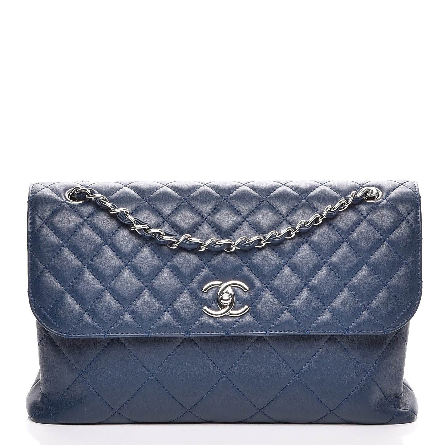 Calfskin Quilted In the Business Flap Dark Navy Blue