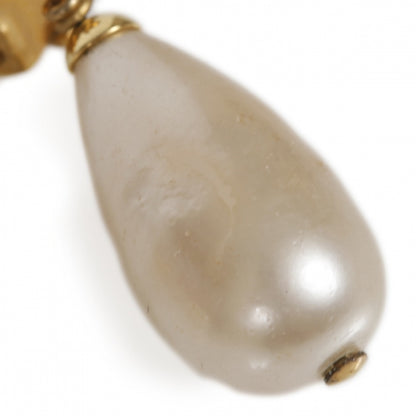 Chanel Camellia Pearl Tear Drop Clip On Earrings Gold 4 of 6