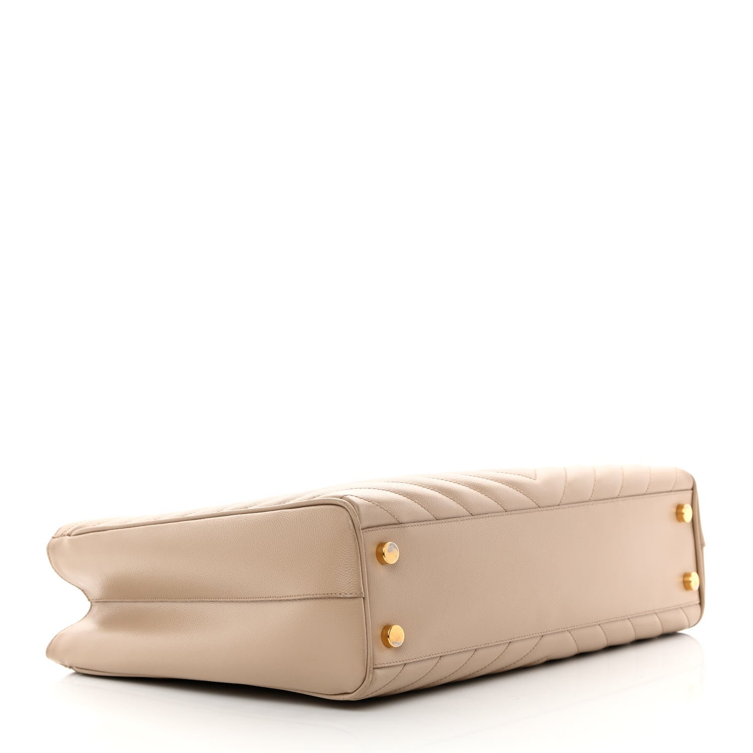 Saint Laurent Grain De Poudre Matelasse Chevron Monogram Shopping Bag Dark Beige 4 of 22