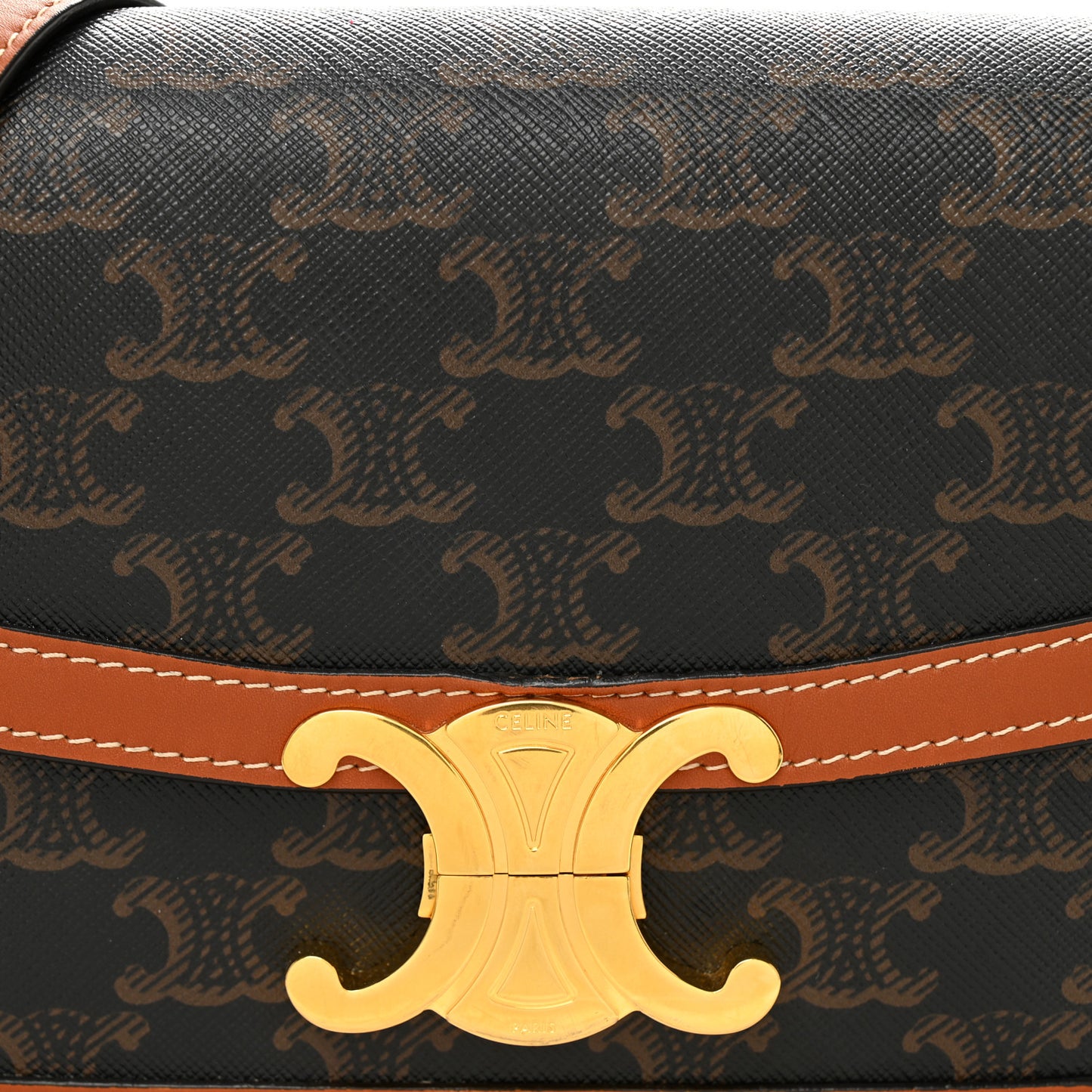 Calfskin Triomphe Canvas Teen Triomphe Bag Tan