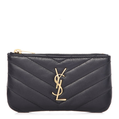 Saint Laurent Calfskin Matelasse Monogram Key Pouch Black 1 of 8