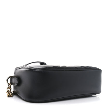 Gucci Calfskin Matelasse Small GG Marmont Chain Shoulder Bag Black 4 of 13