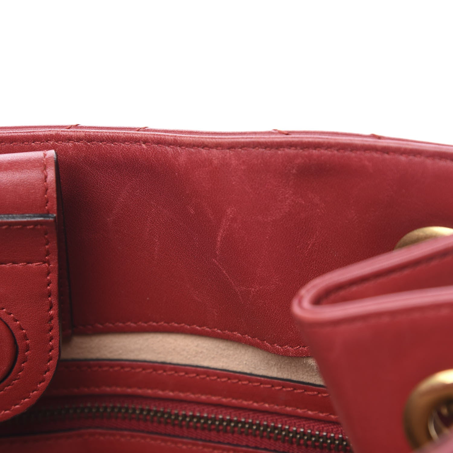 Gucci Calfskin Matelasse Medium GG Marmont Shoulder Tote Bag Hibiscus Red 12 of 15