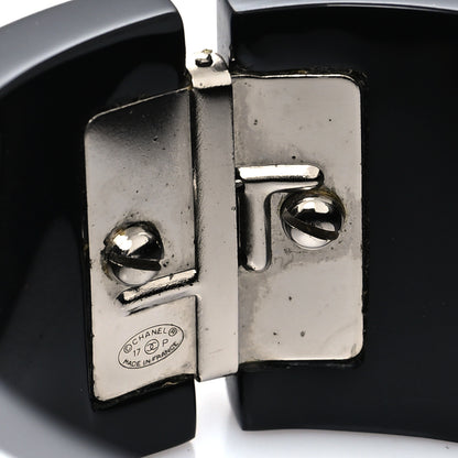Chanel Resin CC Cuff Bracelet Black White 4 of 5