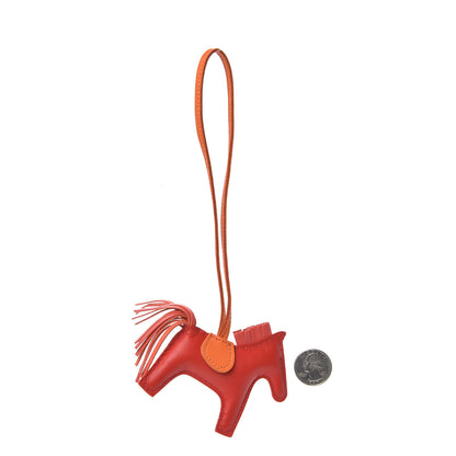 Hermes Milo Lambskin Grigri Rodeo Horse Bag Charm PM Rouge Rose Indien Jaipur Feu 2 of 4