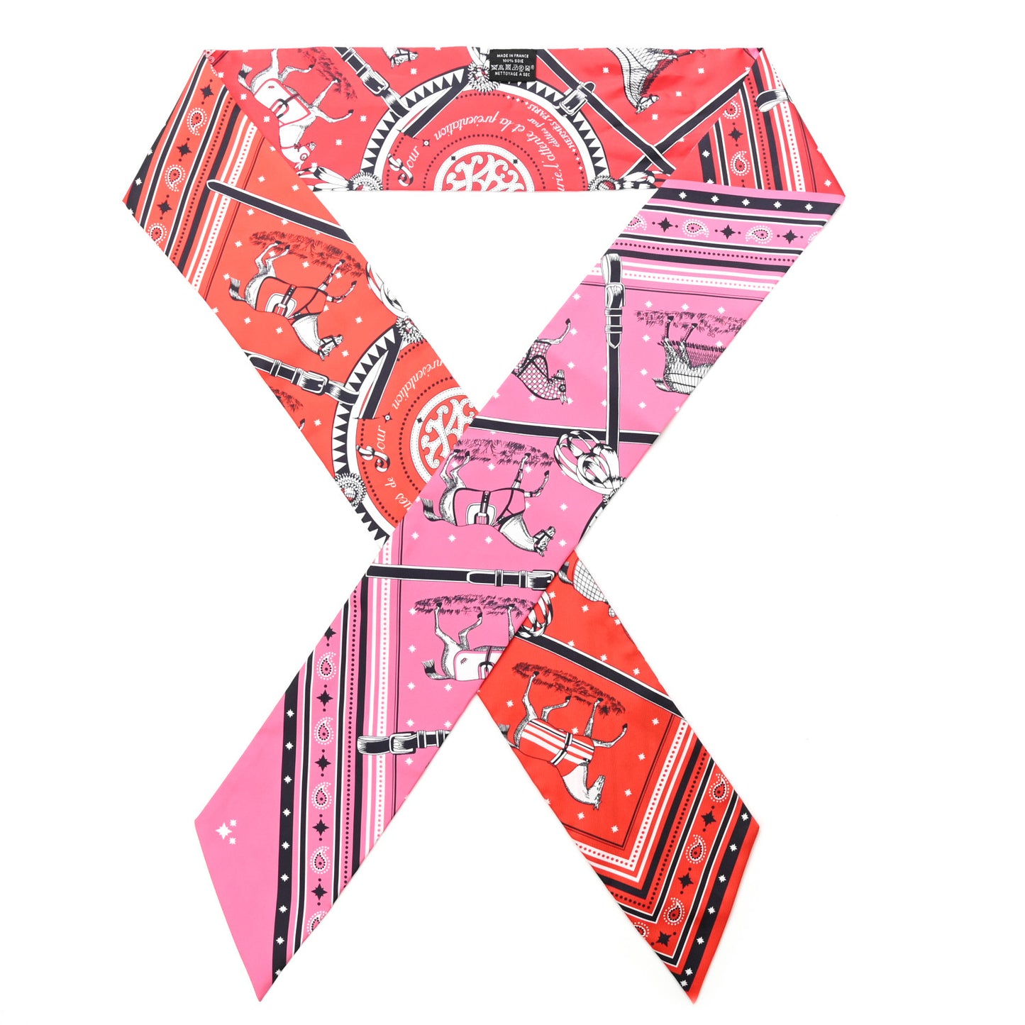 Silk Couvertures et Tenues de Jour Bandana Maxi Twilly Slim Rose Vif Rouge Vermillon