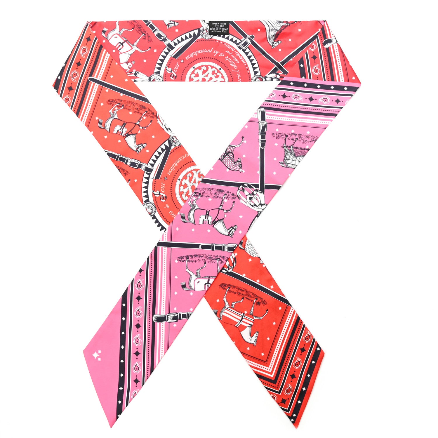 Hermes Silk Couvertures et Tenues de Jour Bandana Maxi Twilly Slim Rose Vif Rouge Vermillon 1 of 5